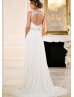 Ivory Beaded Chiffon Keyhole Back Wedding Dress 